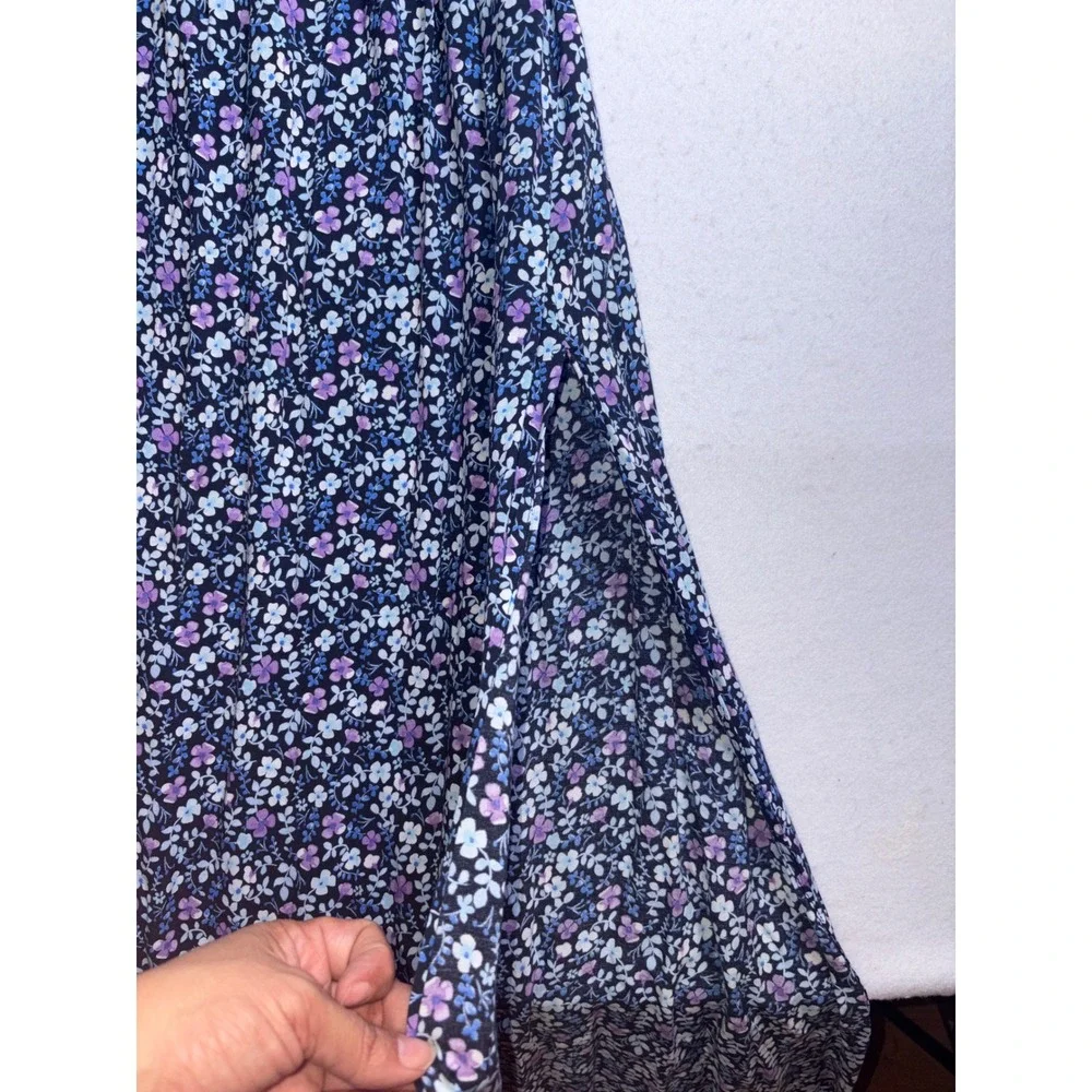 Abercrombie & Fitch Floral Maxi Dress Blue Purple Tie Back Cutout Small